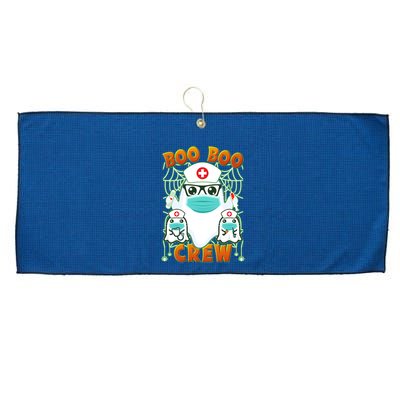 Funny Halloween Ghost Nurse Boo Boo Crew Large Microfiber Waffle Golf Towel