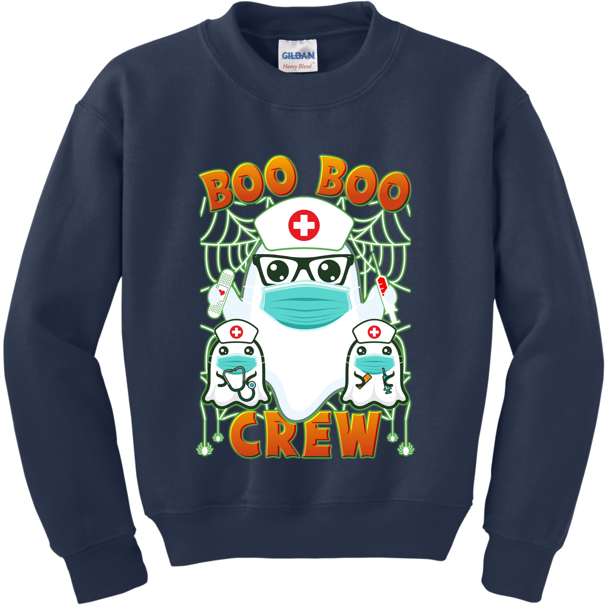 Funny Halloween Ghost Nurse Boo Boo Crew Kids Sweatshirt