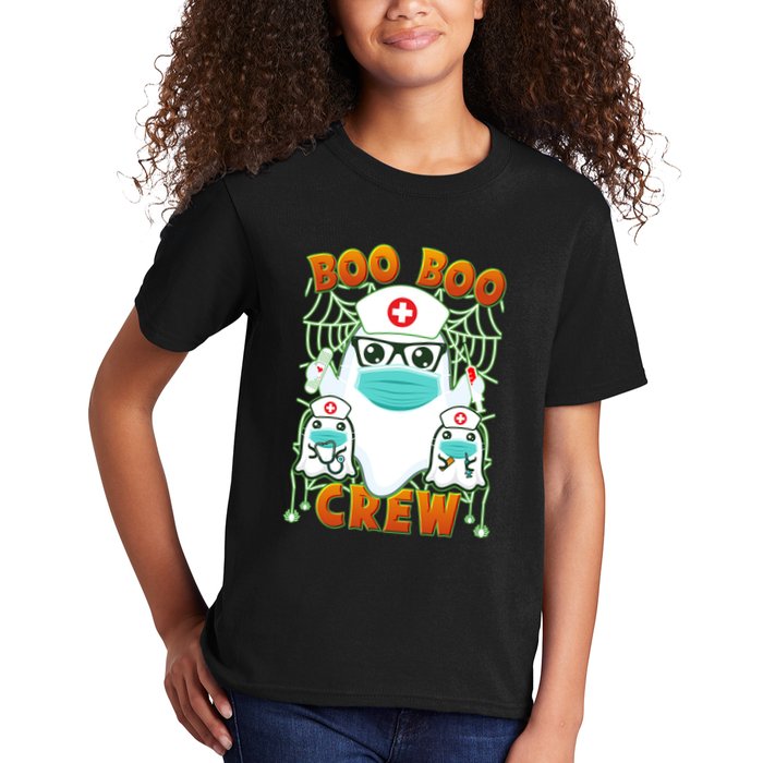 Funny Halloween Ghost Nurse Boo Boo Crew Kids T-Shirt