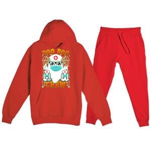 Funny Halloween Ghost Nurse Boo Boo Crew Premium Hooded Sweatsuit Set