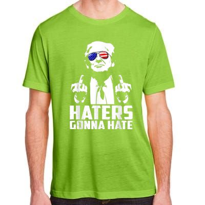 Funny Haters Gonna Hate President Donald Trump Middle Finger Adult ChromaSoft Performance T-Shirt