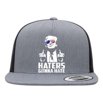 Funny Haters Gonna Hate President Donald Trump Middle Finger Flat Bill Trucker Hat