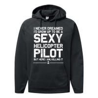 Funny Helicopter Gift Men Women Cool Sexy Helicopter Pilot Performance Fleece Hoodie