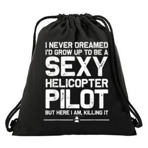 Funny Helicopter Gift Men Women Cool Sexy Helicopter Pilot Drawstring Bag