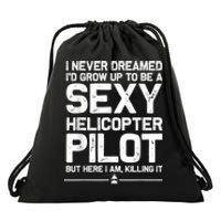 Funny Helicopter Gift Men Women Cool Sexy Helicopter Pilot Drawstring Bag