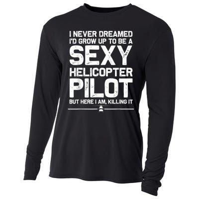 Funny Helicopter Gift Men Women Cool Sexy Helicopter Pilot Cooling Performance Long Sleeve Crew