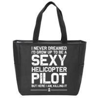 Funny Helicopter Gift Men Women Cool Sexy Helicopter Pilot Zip Tote Bag