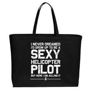 Funny Helicopter Gift Men Women Cool Sexy Helicopter Pilot Cotton Canvas Jumbo Tote