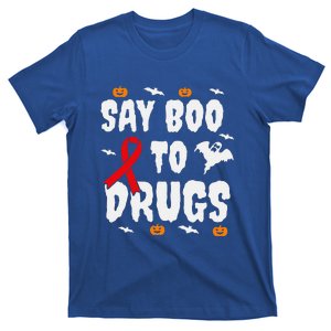 Funny Halloween Gift Say Boo To Drugs Awareness Red Ribbon T-Shirt