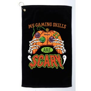 Funny Halloween Gaming Skills Gamer Or Skeleton Cool Gift Platinum Collection Golf Towel