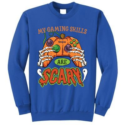 Funny Halloween Gaming Skills Gamer Or Skeleton Cool Gift Sweatshirt