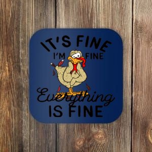 Funny Hen Gift I'am Fine Everything Is Fine Gift Coaster