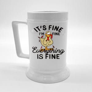 Funny Hen Gift I'am Fine Everything Is Fine Gift Beer Stein