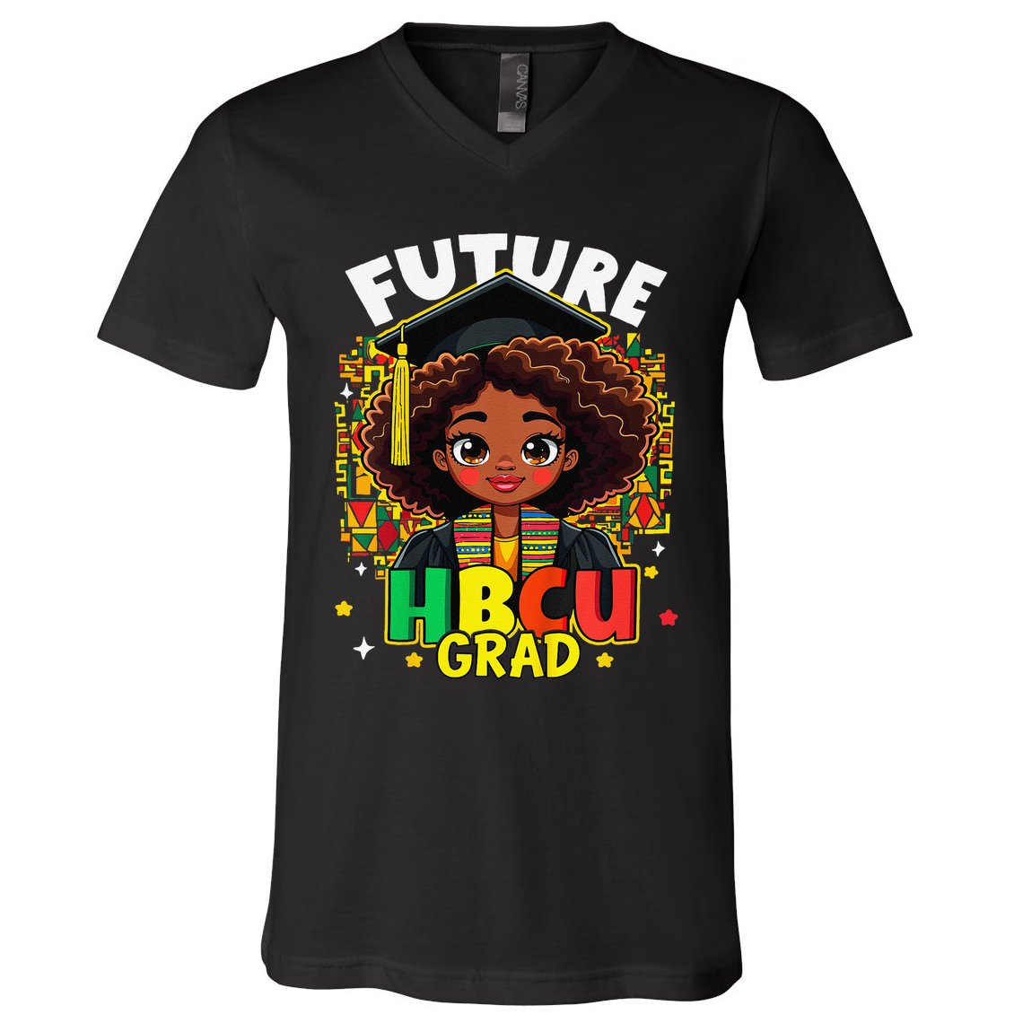 Future Hbcu Grad Black Girl Afro Black History Month V-Neck T-Shirt