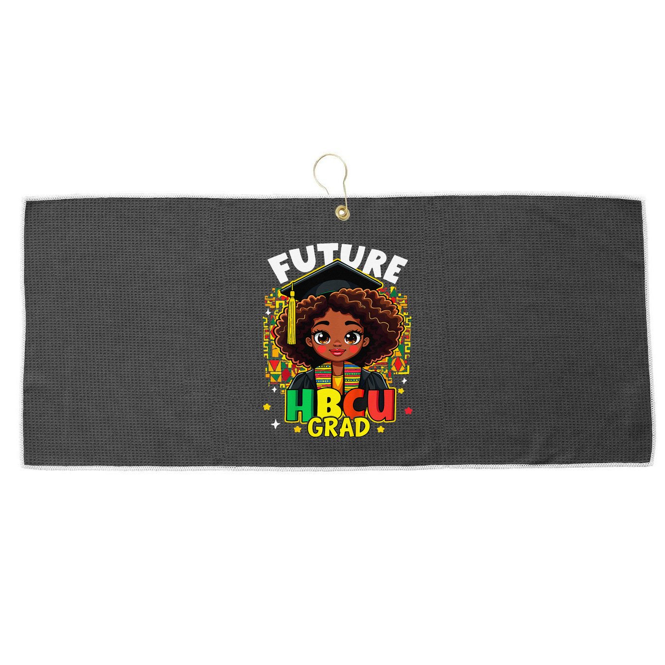 Future Hbcu Grad Black Girl Afro Black History Month Large Microfiber Waffle Golf Towel