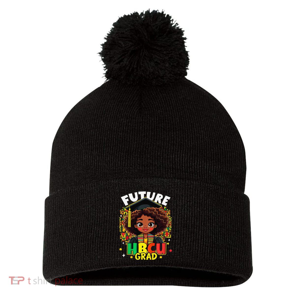 Future Hbcu Grad Black Girl Afro Black History Month Pom Pom 12in Knit Beanie