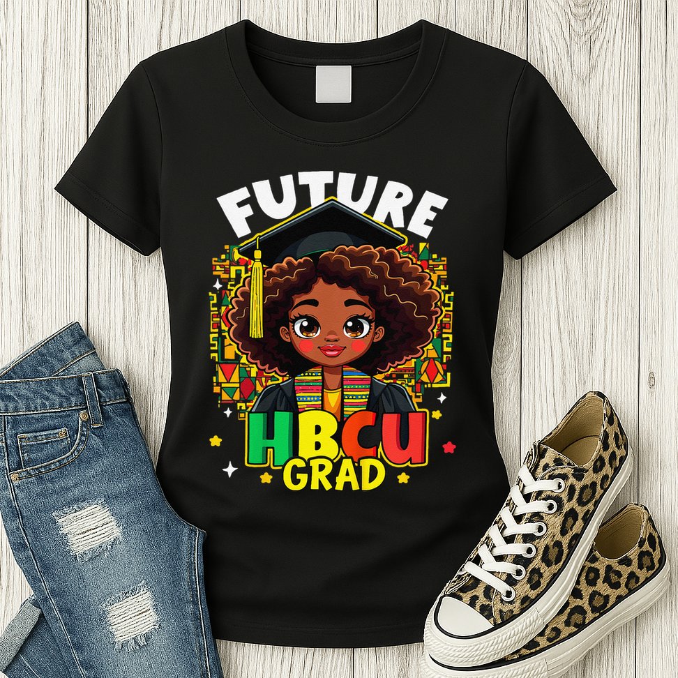 Future Hbcu Grad Black Girl Afro Black History Month Womens T-Shirt