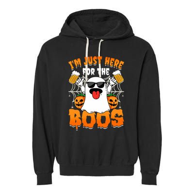 Funny Halloween Ghost Costume IM Just Here For The Boos Garment-Dyed Fleece Hoodie