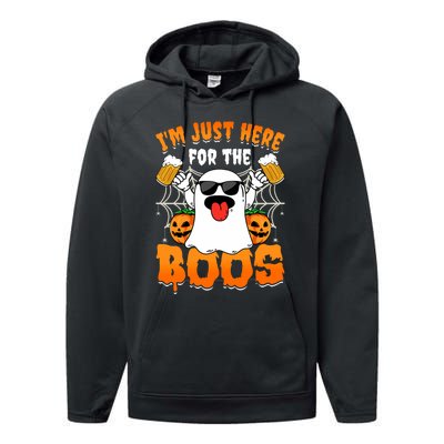 Funny Halloween Ghost Costume IM Just Here For The Boos Performance Fleece Hoodie