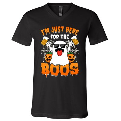 Funny Halloween Ghost Costume IM Just Here For The Boos V-Neck T-Shirt