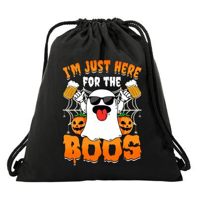 Funny Halloween Ghost Costume IM Just Here For The Boos Drawstring Bag