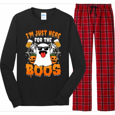 Funny Halloween Ghost Costume IM Just Here For The Boos Long Sleeve Pajama Set