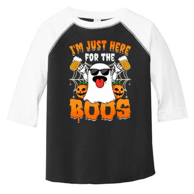 Funny Halloween Ghost Costume IM Just Here For The Boos Toddler Fine Jersey T-Shirt