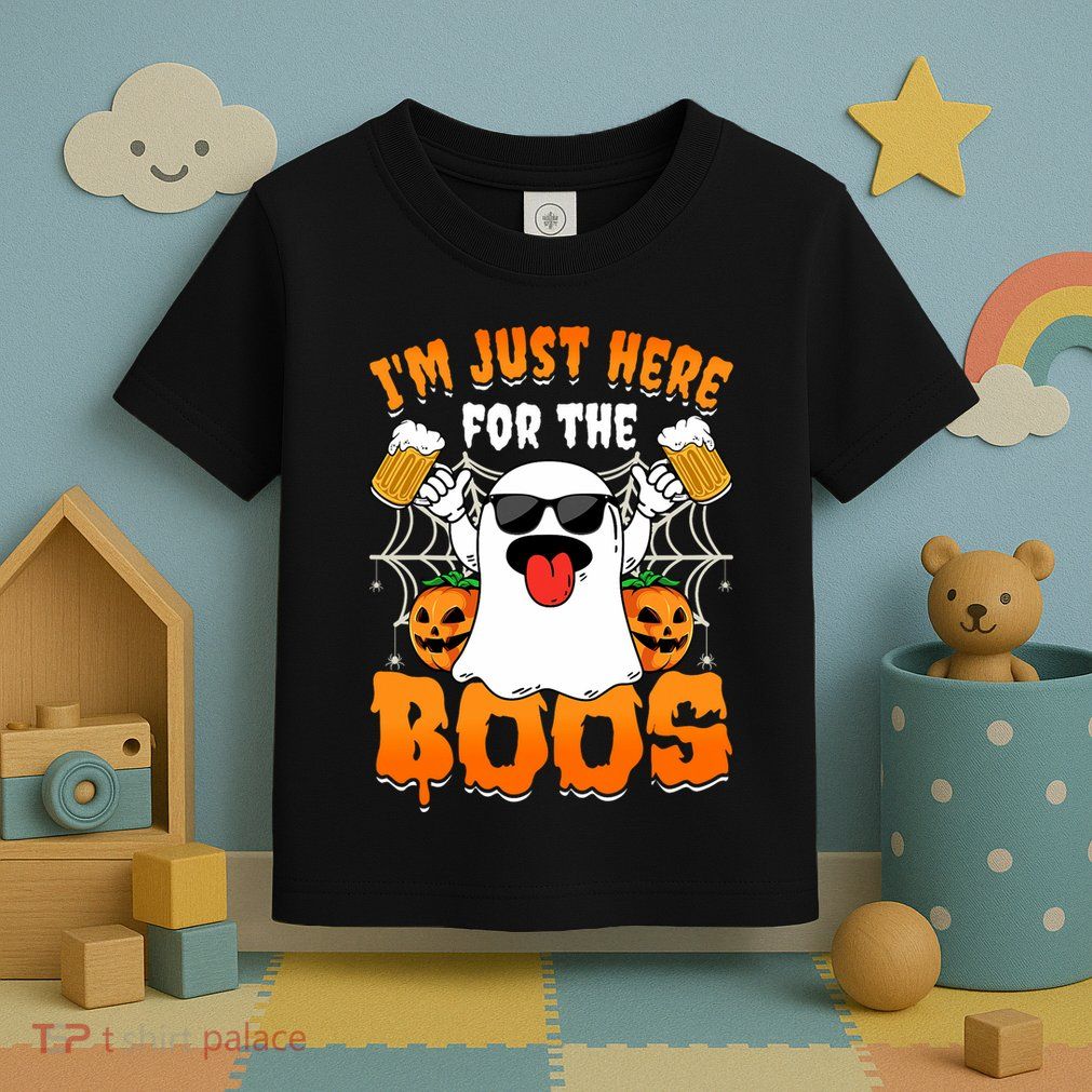 Funny Halloween Ghost Costume IM Just Here For The Boos Toddler T-Shirt