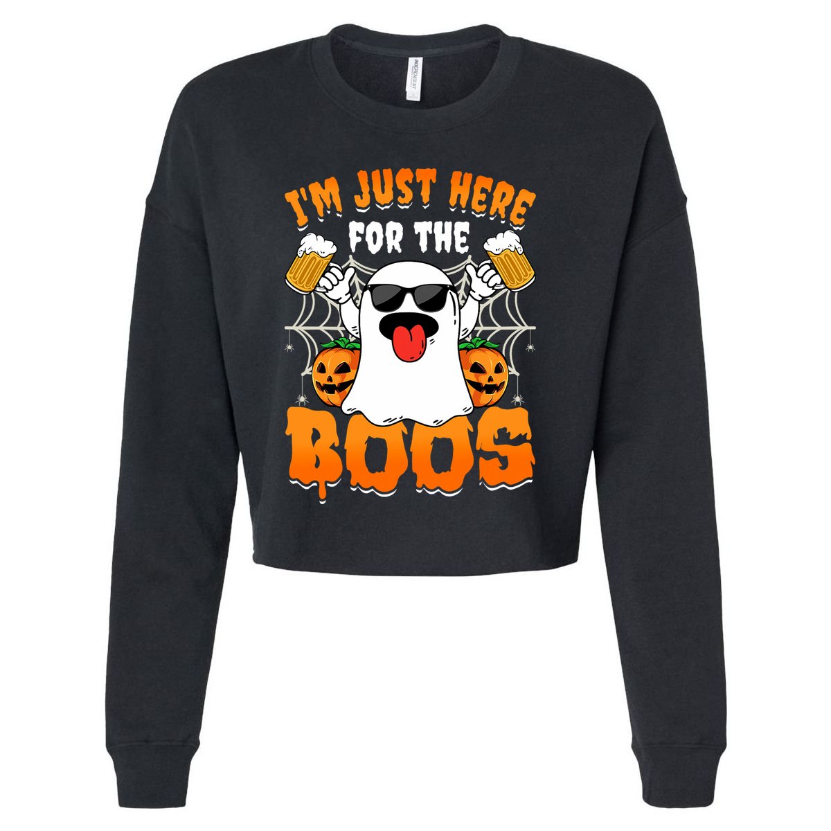 Funny Halloween Ghost Costume IM Just Here For The Boos Cropped Pullover Crew