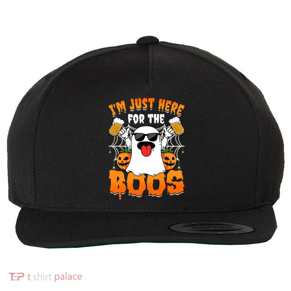 Funny Halloween Ghost Costume IM Just Here For The Boos Wool Snapback Cap