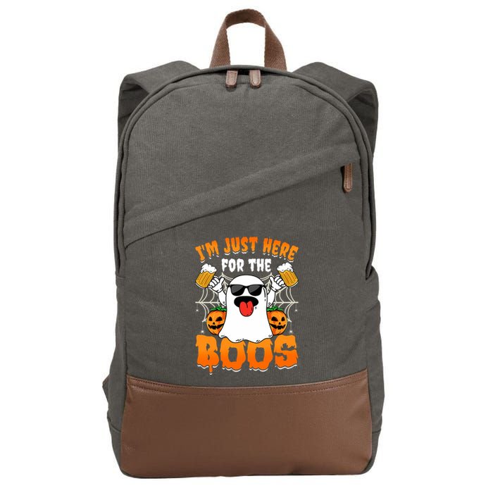 Funny Halloween Ghost Costume IM Just Here For The Boos Cotton Canvas Backpack