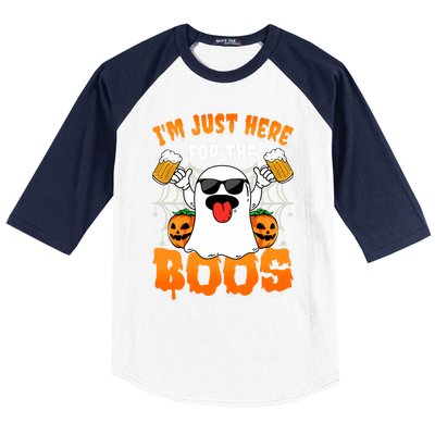 Funny Halloween Ghost Costume IM Just Here For The Boos Baseball Sleeve Shirt