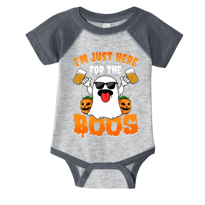 Funny Halloween Ghost Costume IM Just Here For The Boos Infant Baby Jersey Bodysuit