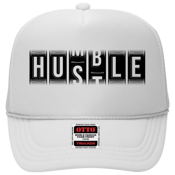 Funny Hustle Gift For Men And Women Cool Humble Odometer High Crown Mesh Back Trucker Hat