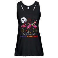 Flamingo Happy HalloThanksmas Funny Halloween Thanksgiving Ladies Essential Flowy Tank