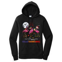 Flamingo Happy HalloThanksmas Funny Halloween Thanksgiving Women's Pullover Hoodie