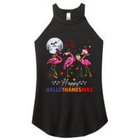 Flamingo Happy HalloThanksmas Funny Halloween Thanksgiving Women's Perfect Tri Rocker Tank