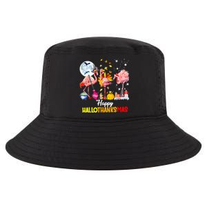 Flamingo Happy HalloThanksmas Funny Halloween Thanksgiving Cool Comfort Performance Bucket Hat