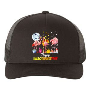 Flamingo Happy HalloThanksmas Funny Halloween Thanksgiving Yupoong Adult 5-Panel Trucker Hat