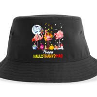 Flamingo Happy HalloThanksmas Funny Halloween Thanksgiving Sustainable Bucket Hat