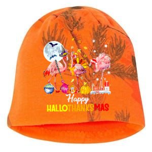 Flamingo Happy HalloThanksmas Funny Halloween Thanksgiving Kati - Camo Knit Beanie