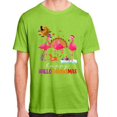 Flamingo Happy HalloThanksmas Funny Halloween Thanksgiving Adult ChromaSoft Performance T-Shirt