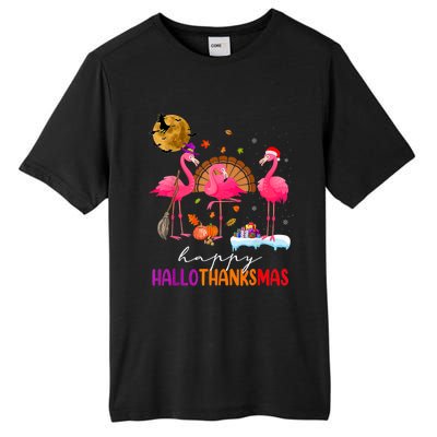 Flamingo Happy HalloThanksmas Funny Halloween Thanksgiving Tall Fusion ChromaSoft Performance T-Shirt