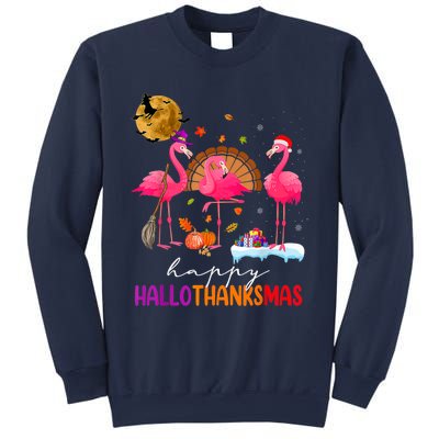 Flamingo Happy HalloThanksmas Funny Halloween Thanksgiving Sweatshirt