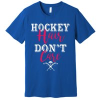 Funny Hockey Hair Dont Care Ice Hockey Player Mom Gift Premium T-Shirt