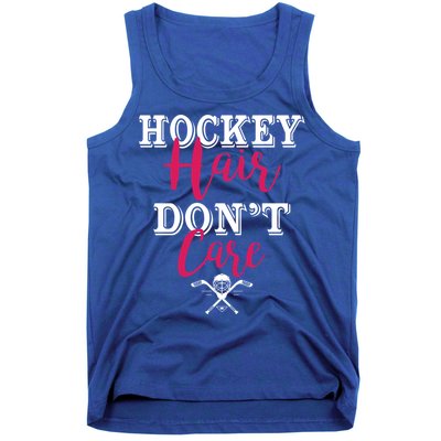 Funny Hockey Hair Dont Care Ice Hockey Player Mom Gift Tank Top