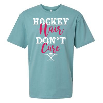 Funny Hockey Hair Dont Care Ice Hockey Player Mom Gift Sueded Cloud Jersey T-Shirt