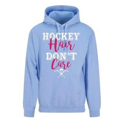 Funny Hockey Hair Dont Care Ice Hockey Player Mom Gift Unisex Surf Hoodie