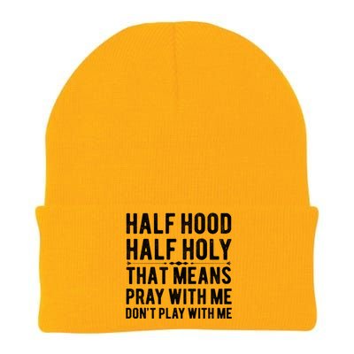 Funny Half Hood Half Holy Pray With Me Christian Vintage Gift Knit Cap Winter Beanie