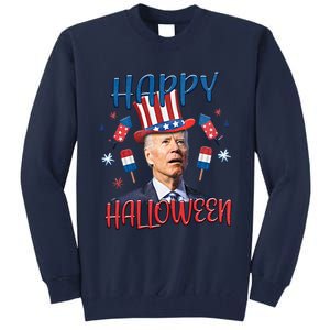 Funny Happy Halloween Biden Fourth Of July Funny 4th Of July Tall Sweatshirt